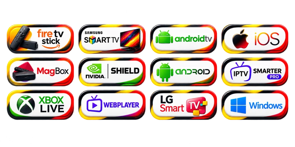 IPTVGerMax ist kompatibel mit Fire TV Stick, Samsung Smart TV, Android TV, iOS, MAG Box, Nvidia Shield, Android, IPTV Smarters Pro, Xbox, Webplayer, LG Smart TV und Windows